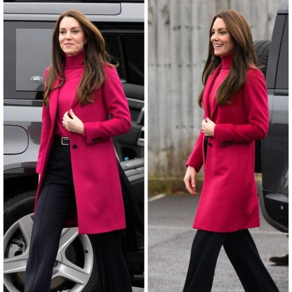 Elegant Fuchsia Pea Coat for Women